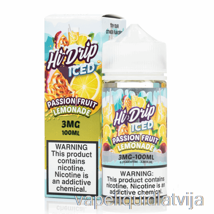 Pasifloru Augļu Limonādes Ledus - Hi-drip E-šķidrums - 100ml 3mg Vape šķidrums